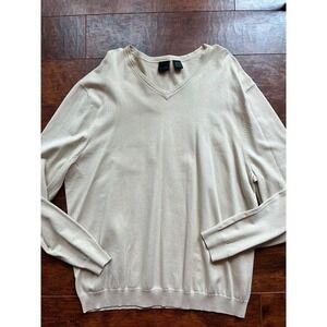 Marshall Fields Womens Sild Blend V-Nekc Sweater Cream Size XL